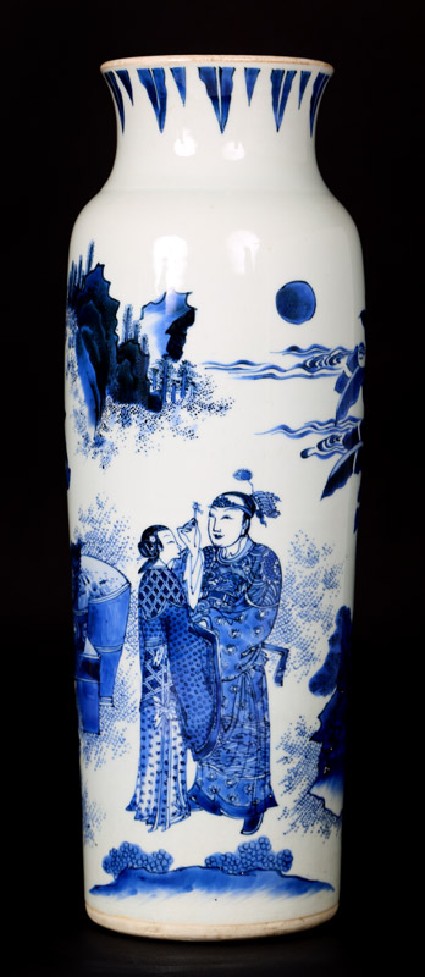 Blue-and-white vase with lovers in a landscapefront