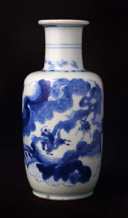 Blue-and-white baluster vase with figures in a landscapefront