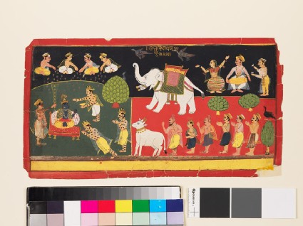 Krishna revered by Indra arriving on a white elephantfront