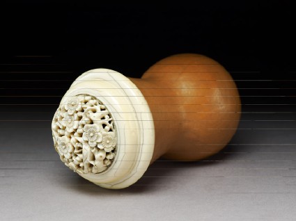 Gourd cricket cage with ivory lidoblique