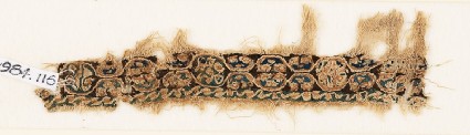 Textile fragment with linked medallionsfront