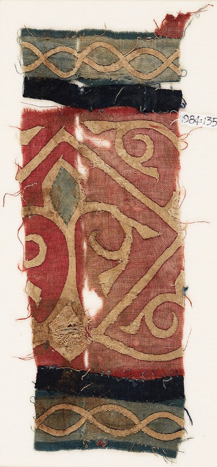 Textile fragment with palmette and tendrilsfront