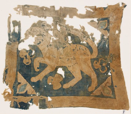 Textile fragment with lion, possibly from a standardfront