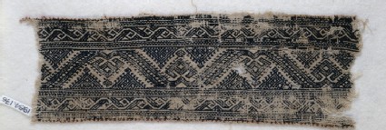 Textile fragment with leaf scrolls, palmettes, and trianglesfront
