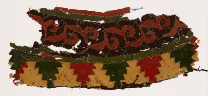 Textile fragment with leaves and crenellationsfront