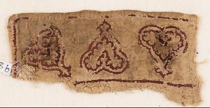 Textile fragment with leaves and palmettes, possibly from trousers or a collarfront