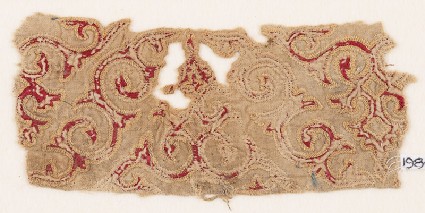 Textile fragment with tendrils and leavesfront