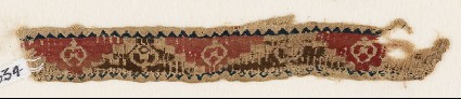 Textile fragment with triangles, roundels, and pseudo-inscriptionfront