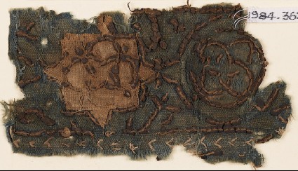 Textile fragment with star and interlocking circlesfront