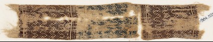 Textile fragment with linked chevrons and diamond-shaped finialsfront