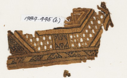 Textile fragment, possibly from a sash or shawlfront