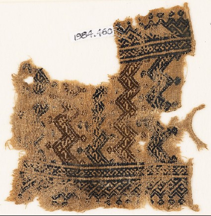 Textile fragment with rows of chevronsfront