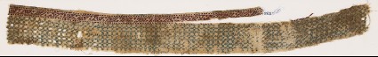 Textile fragment with linked diamond-shapes and possibly pseudo-inscriptionfront