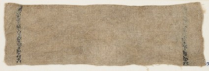 Textile fragment from a garment with two bands containing vinesfront