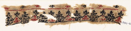 Textile fragment with triangular peaks, trefoils, and heartsfront