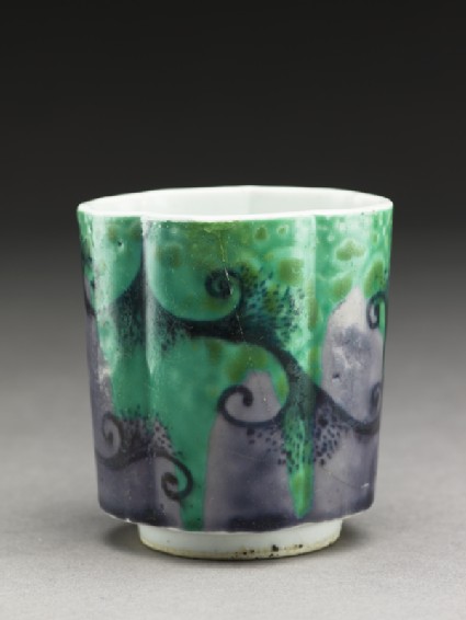 Sake cup with abstract designoblique