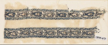 Textile fragment with bands of linked leaves or palmettesfront