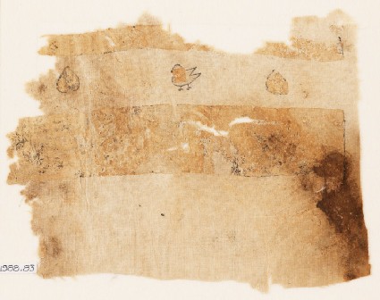 Textile fragment with hearts and birdfront