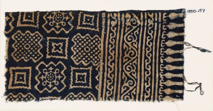Textile fragment with squares and stepped squaresfront