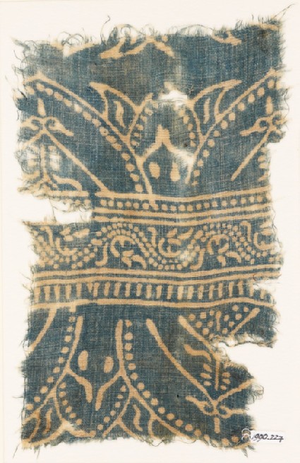 Textile fragment with arches and dotted vinefront