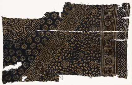 Textile fragment with rosettes, squares, and part of two medallionsfront