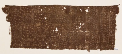 Textile fragment with rosettes, stars, and octagonsfront