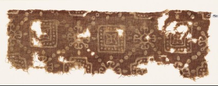 Textile fragment with squares, quatrefoils, and Maltese crossesfront