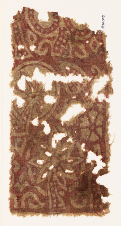 Textile fragment with stylized treesfront