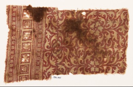 Textile fragment with leaves and flowersfront