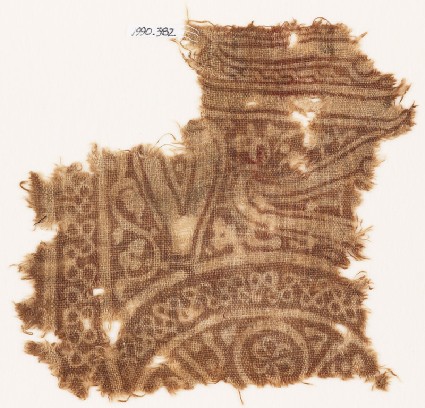 Textile fragment with interlace and tear-dropsfront