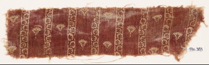 Textile fragment with flowers and bands of vinefront
