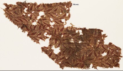 Textile fragment with tendrils and dotsfront