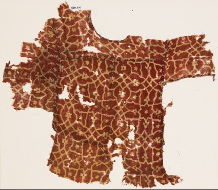 Textile fragment from a child's tunic, with interlacing tendrils and flowersfront