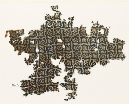 Textile fragment with linked crosses and Maltese crossesfront