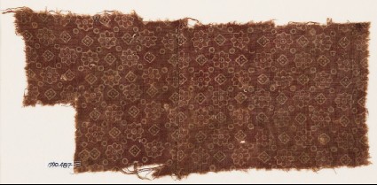 Textile fragment with rosettes, dots, and small squaresfront
