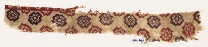 Textile fragment with stepped squares and bandhani, or tie-dye, imitationfront