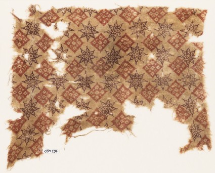 Textile fragment with rosettes and squaresfront