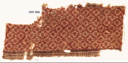 Textile fragment with interlocking quatrefoilsfront