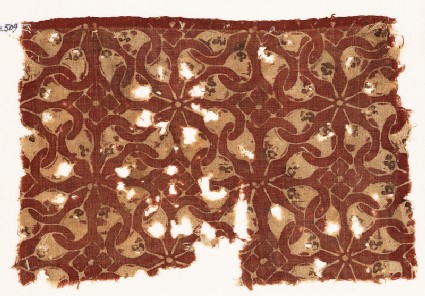 Textile fragment with interlocking spirals or rosettesfront