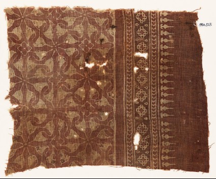 Textile fragment with interlocking spirals or rosettesfront