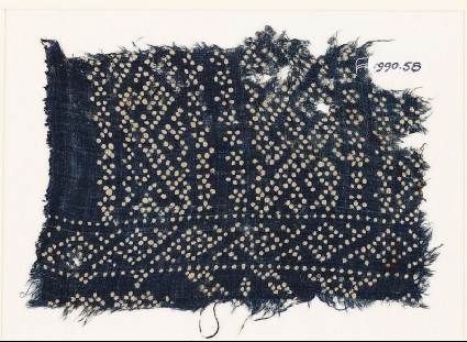 Textile fragment with dots arranged in geometric patternsfront