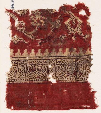 Textile fragment with tendrils, flowers, and archesfront