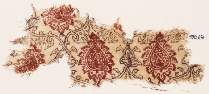 Textile fragment with tendrils, leaves, and trefoilsfront