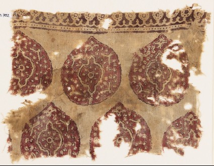 Textile fragment with tear-drop medallionsfront