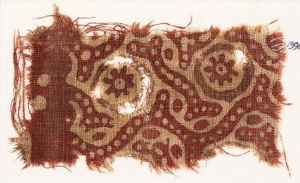 Textile fragment with rosettes and tendrilsfront