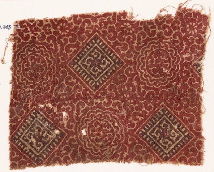 Textile fragment with medallions and tendrilsfront