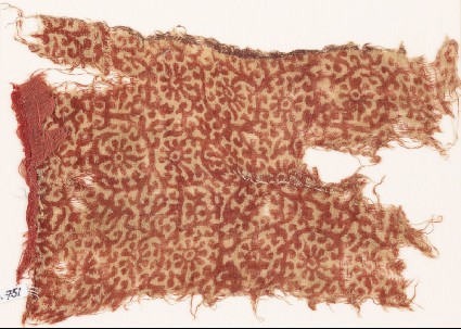 Textile fragment with vines, tendrils, and rosettesfront