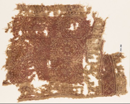 Textile fragment with oval medallionsfront