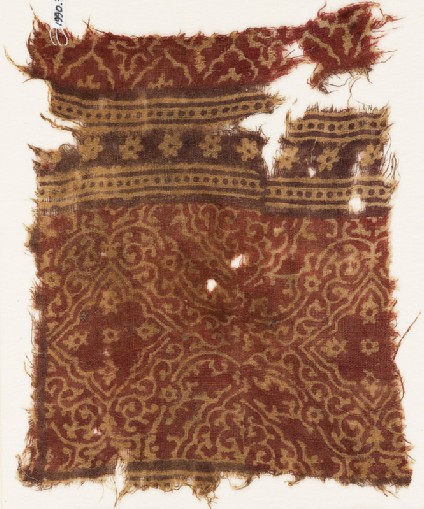 Textile fragment with medallions, quatrefoils, and rosettesfront