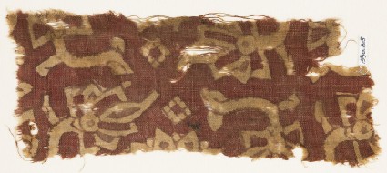 Textile fragment with stylized flowers or treesfront